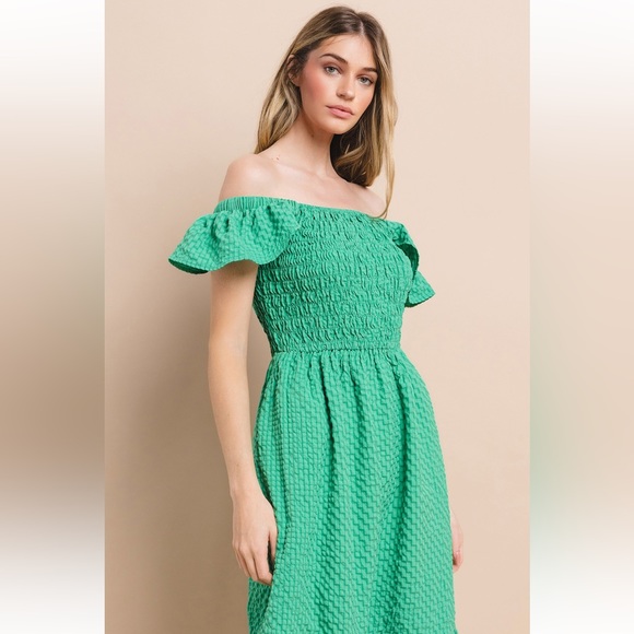 19 Boho Smocked Tiered Ruffle Midi Dress - Picture 5 of 5